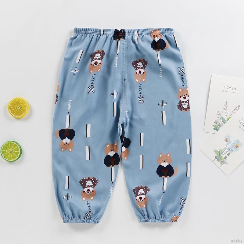 ruiaike  Summer Children Cartoon Anti-mosquito Pants Kids Breathable Air-conditioning Pants Elastic Long Trousers