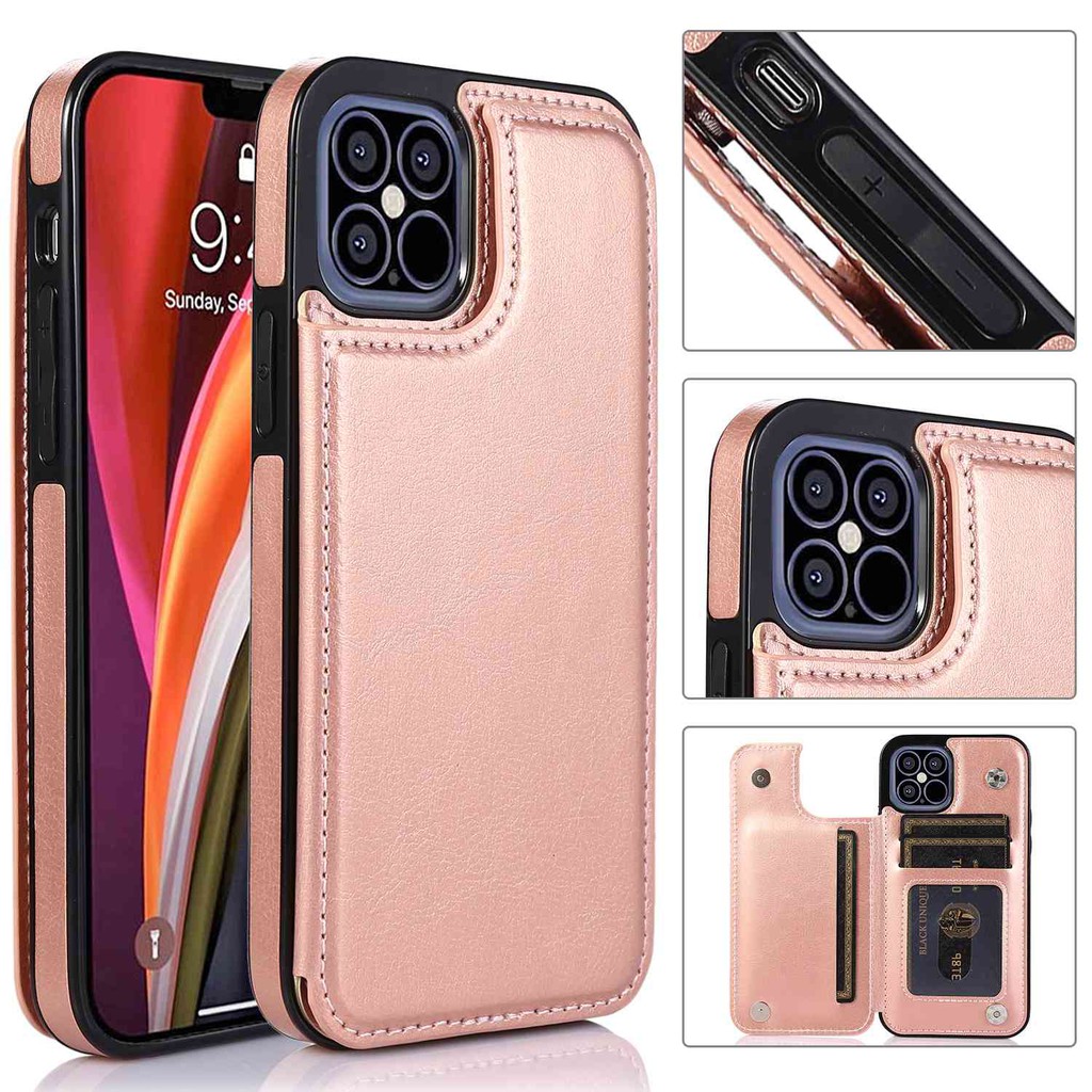 Bao da điện thoại PU hai lớp khóa gài từ tính dành cho iPhone 12 11 PRO MAX 12 MINI 12 PRO