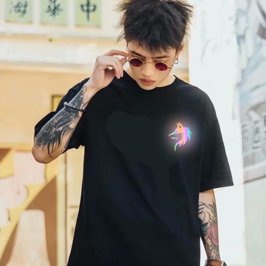 Áo thun phản quang 7 màu tay lỡ nam nữ Hồ Ly