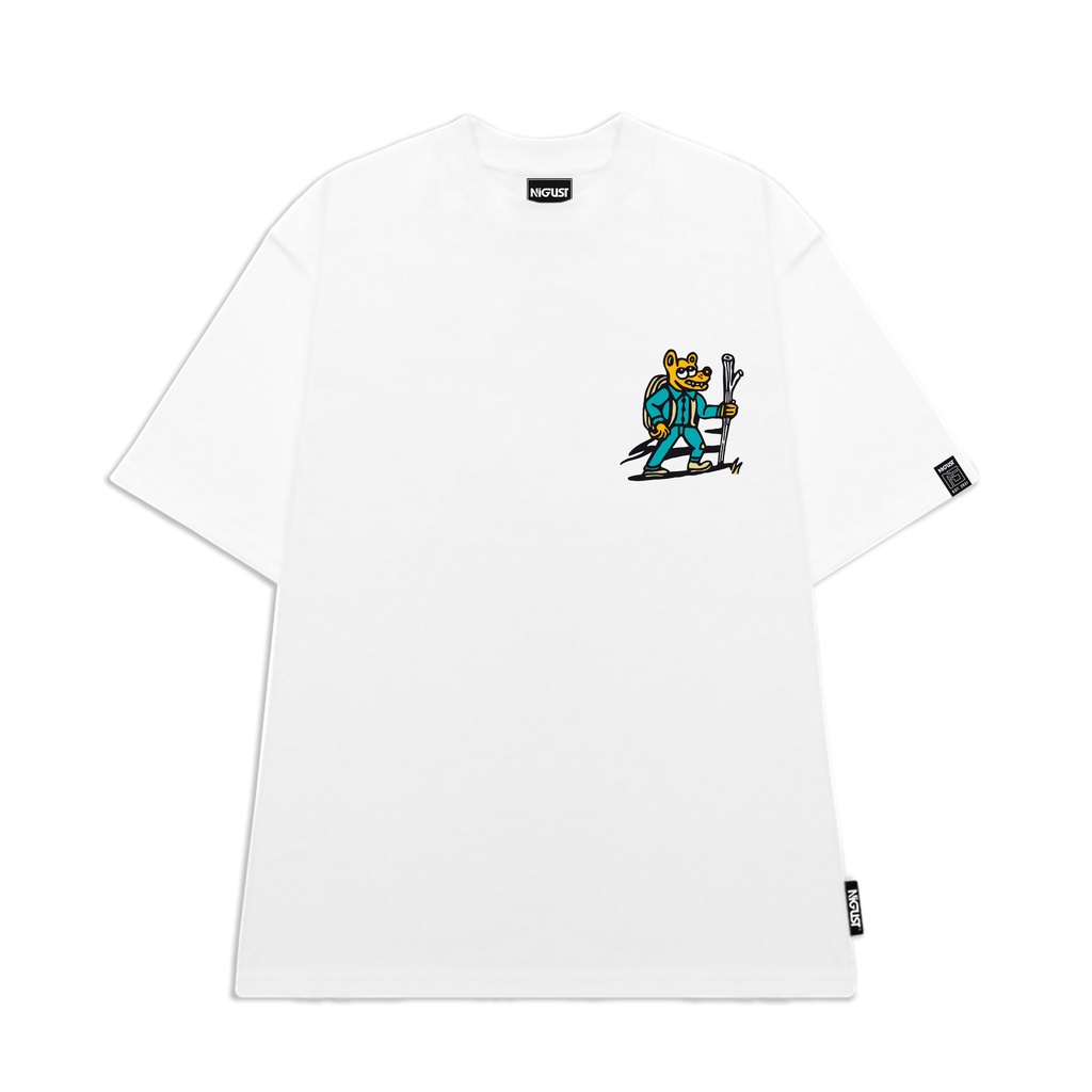 Áo Thun đen trắng tay lỡ NIGUST Take a Hike N206 vải cotton cao cấp 4C Fullbox