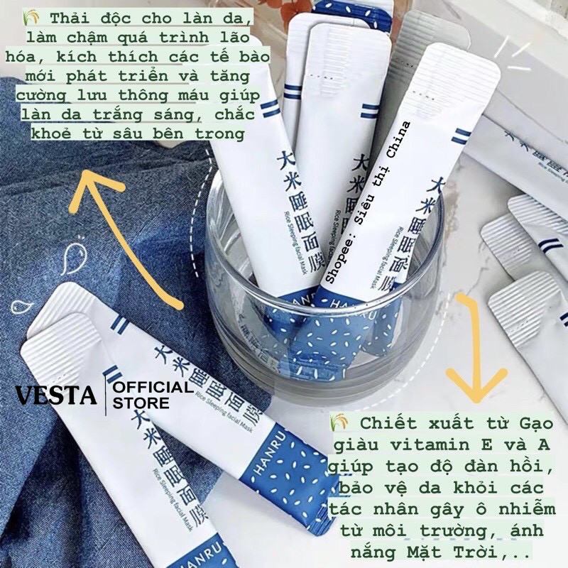 Mặt nạ ngủ - 1 gói lẻ mặt nạ dưỡng da Hanru - mask thạch gạo trắng da và dưỡng ẩm | BigBuy360 - bigbuy360.vn