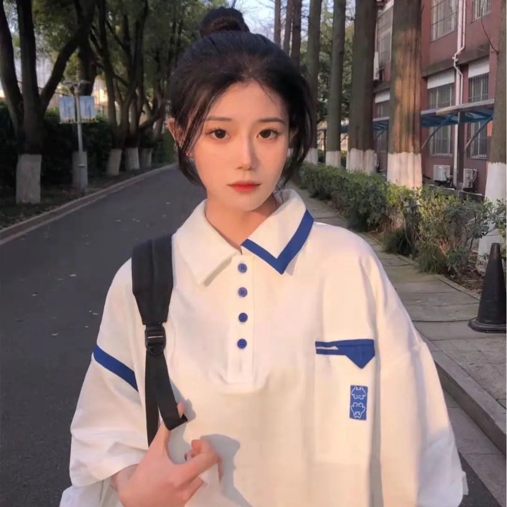 Áo Thun Polo Ngắn Tay Dáng Rộng Thời Trang Mùa Hè Dành Cho Nữ