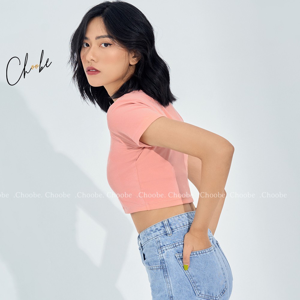 Áo croptop Choobe cổ vuông vải cotton co giãn tốt ba lỗ nữ cộc tay body thun ôm - A27 | BigBuy360 - bigbuy360.vn
