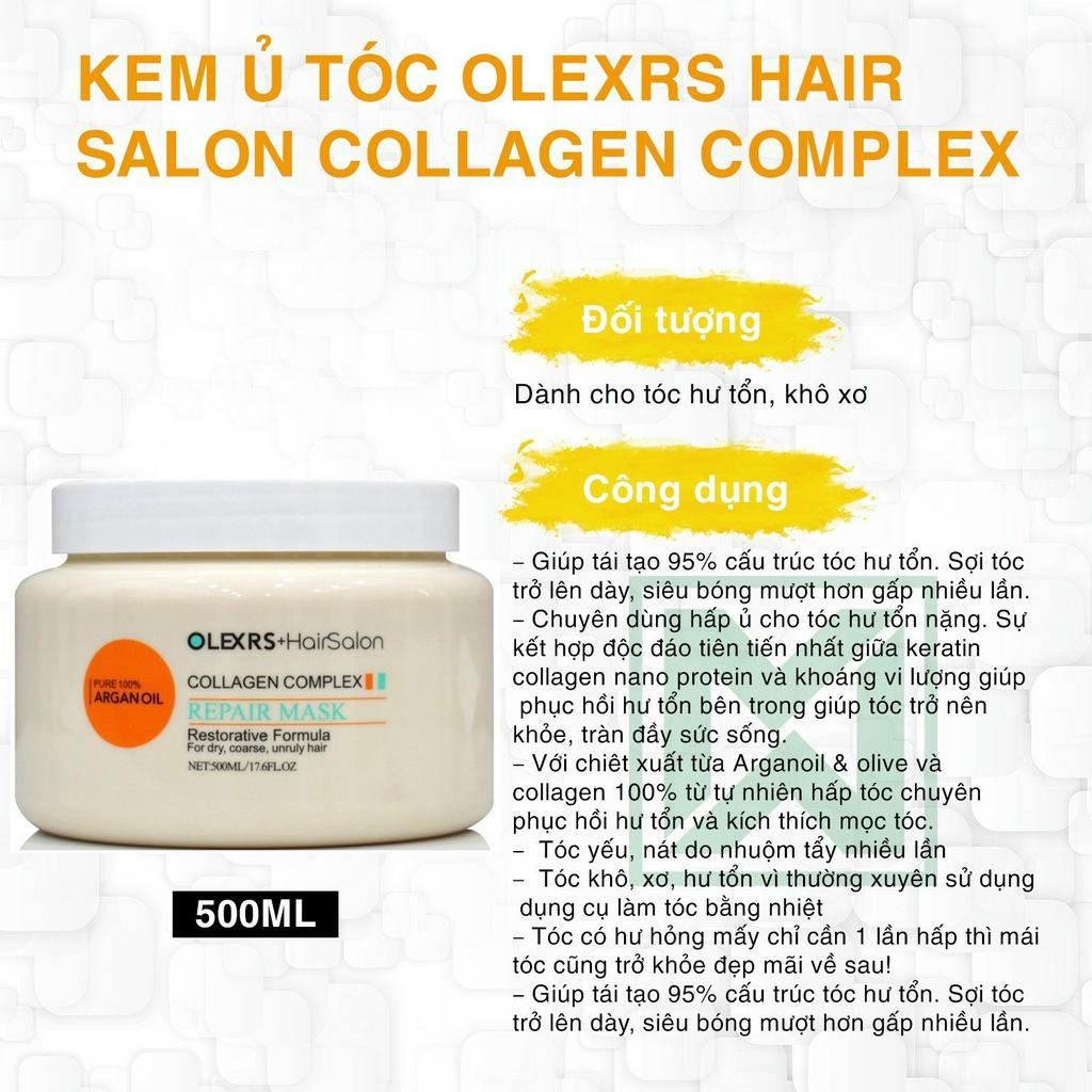 Kem ủ tóc phục hồi siêu mượt Olexrs Hair Salon Collagen Complex 500ml