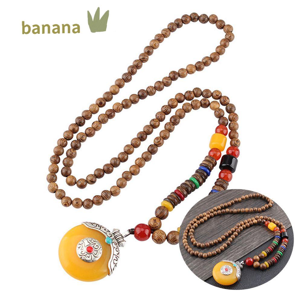 Vòng cổ Handmade Đính Hạt Gỗ Hình Quả Chuối/Cá May Mắn Phong Cách Boho Cổ Điển