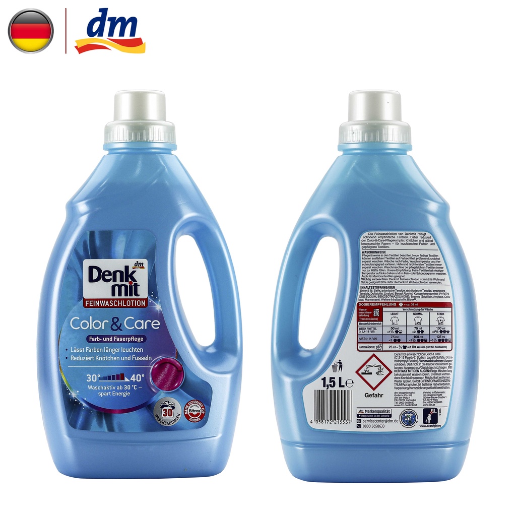Denkmit- nước giặt quần áo Feinwaschlotion Color &amp; Care thơm ngát hương hoa dung tích 1.5L, hàng Đức nội địa