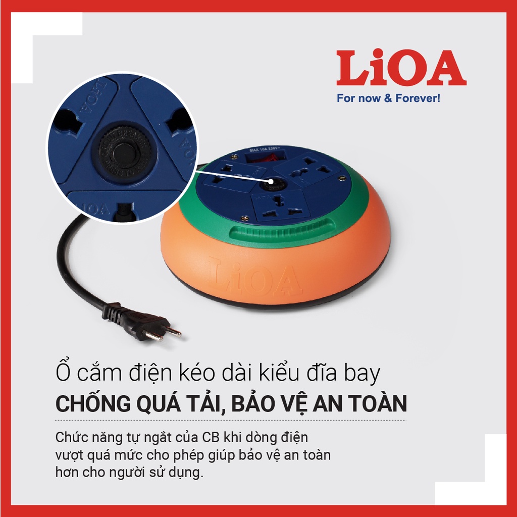 Ổ CẮM KÉO DÀI QUAY TAY...KIỂU ĐĨA BAY CUỘN DÂY KÍN CÔNG TẮC - BẢO VỆ BẰNG CB