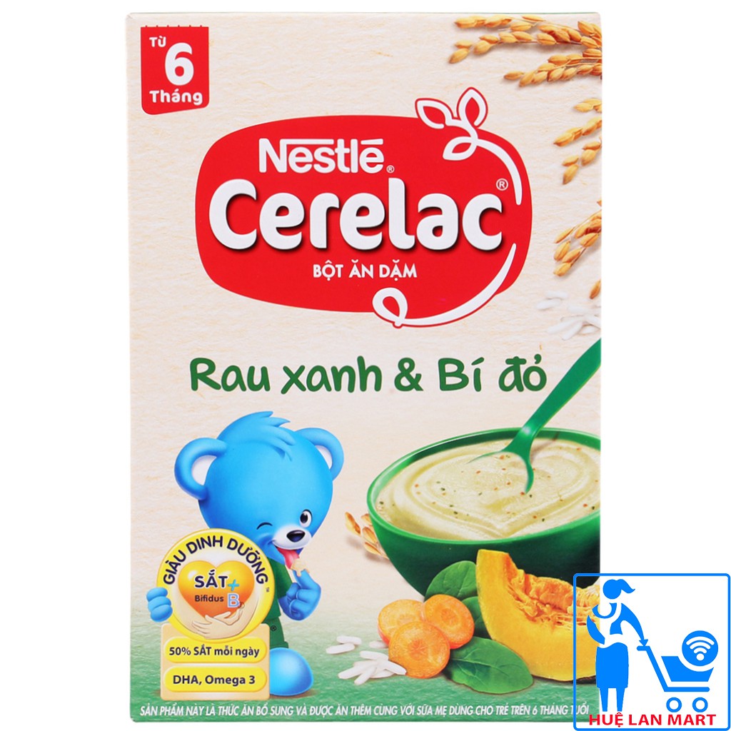 [CHÍNH HÃNG] Bột Ăn Dặm Nestle' Cerelac Rau Xanh & Bí Đỏ Hộp 200g