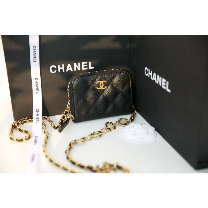 Túi chéo nữ C.N mini sz11x8cm da caviar quai gắn logo cực xinh fullbox nam châm xịn sò