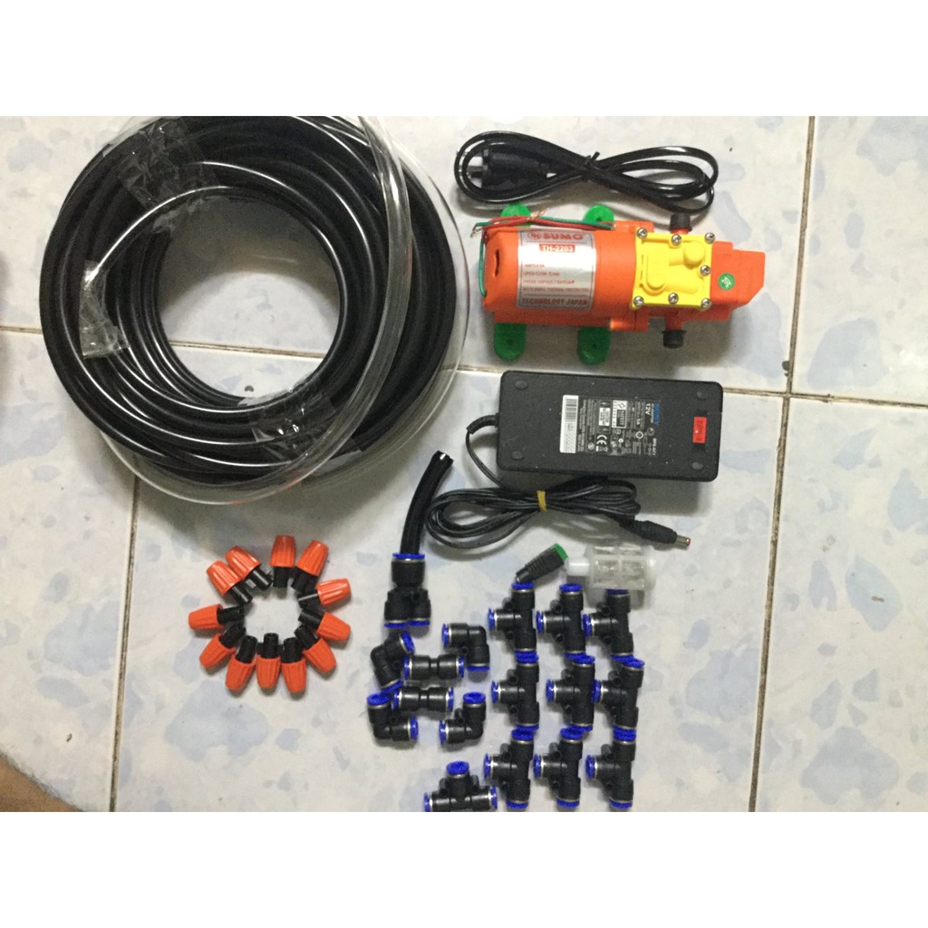 Bộ phun sương bơm mini 12v kèm béc đơn cam