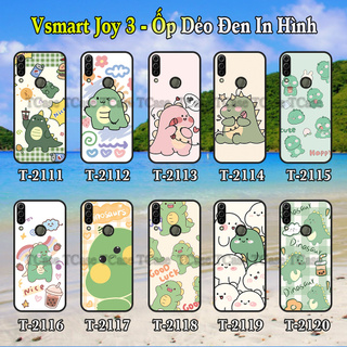 Ốp lưng Vsmart Joy 3 dẻo đen in hình Khủng Long Xanh Cute