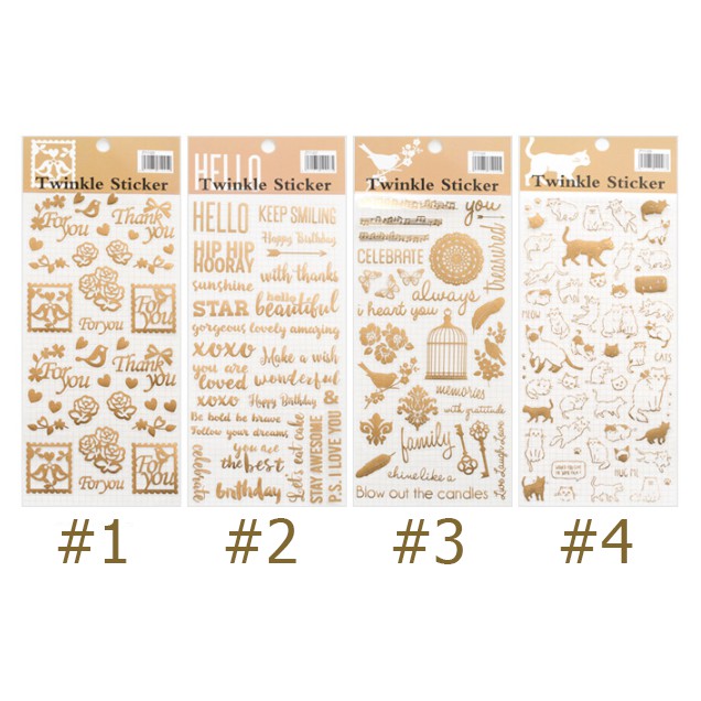 Sticker ánh nhũ AN001 trang trí scrapbook, sổ tay planner,..