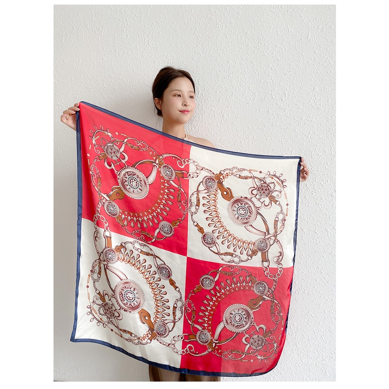 Khăn lụa vuông choàng cổ làm áo quấn tóc khổ lớn chất đẹp size 90x90cm - Mã 9012