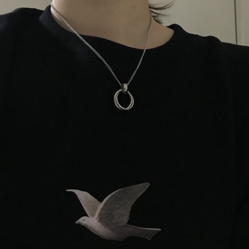 Dây Chuyền Mặt Nhẫn Đôi Phong Cách hiphop Đường Phố Cá Tính 22362 Dành Cho Nam Và Nữ