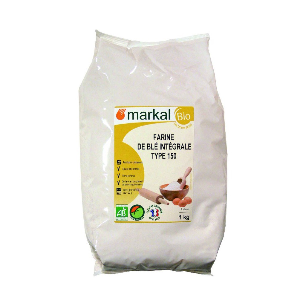 [Mã FMCGMALL - 8% đơn 250K] Bột mì hữu cơ Markal Pháp 1kg (T55, T65, Nguyên cám150)