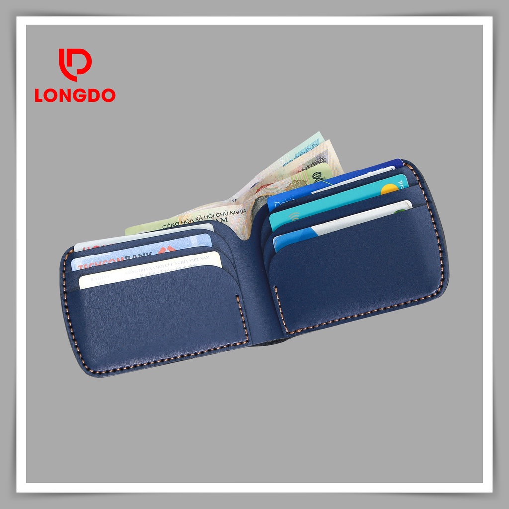 Ví da nam đẹp da bò thật - Bảo hành 5 năm - Hàng chính hãng thương hiệu Longdo Leather - B04