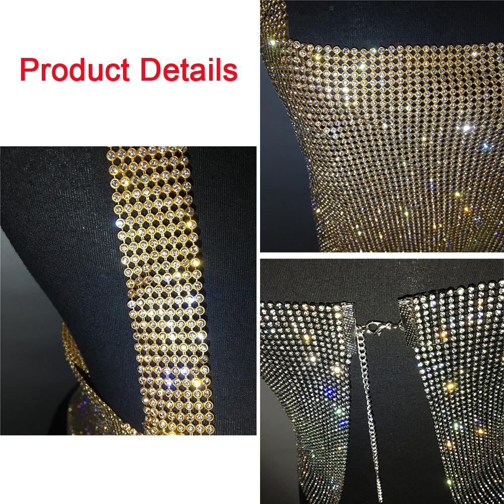 Upstopvn Crop Top Mặc Dự Tiệc|Kim Cương Giả|Kim Tuyến Lấp Lánh Trang Trí Đa Năng