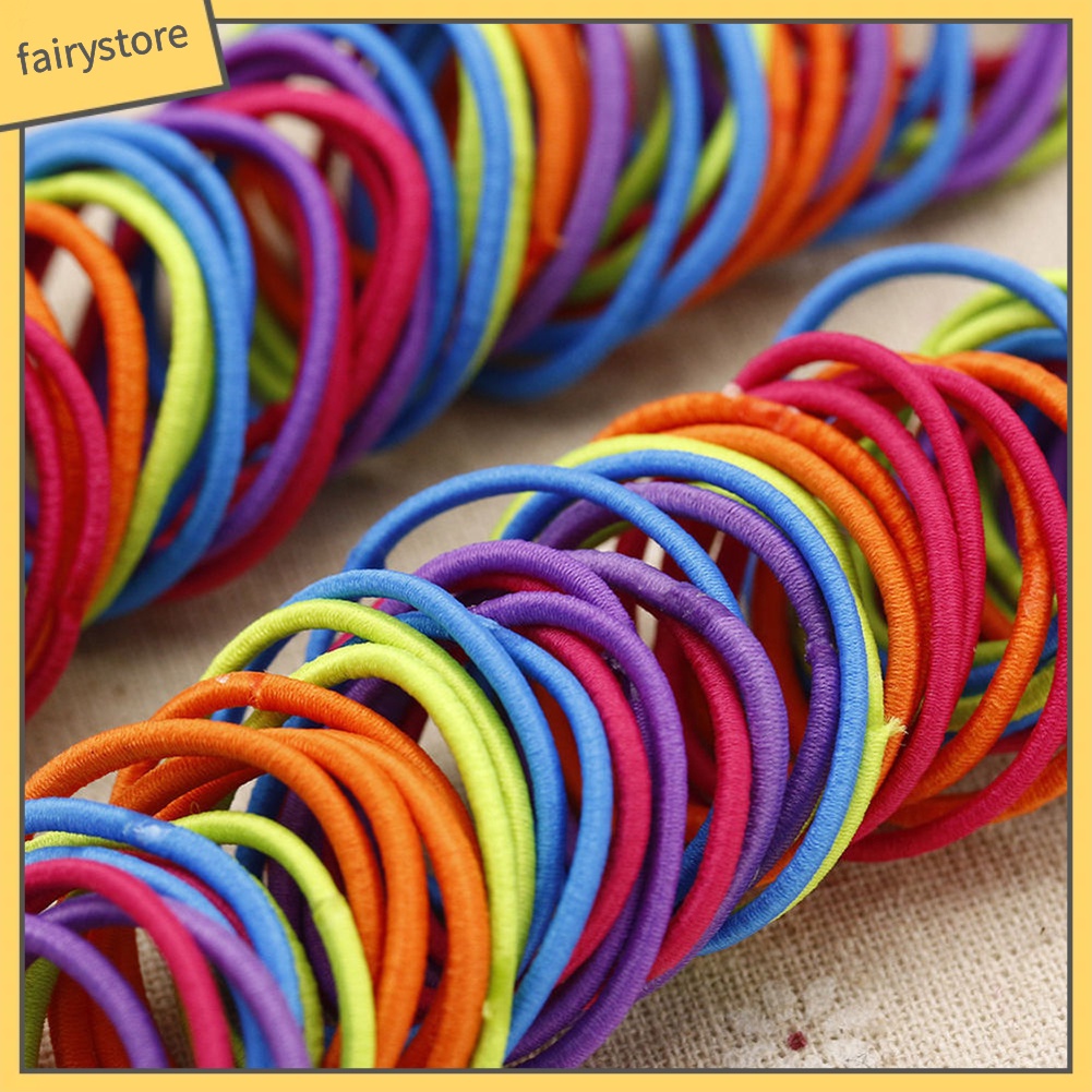 Set 100 Dây Buộc Tóc Co Giãn Nhiều Màu Thời Trang Cho Nữ