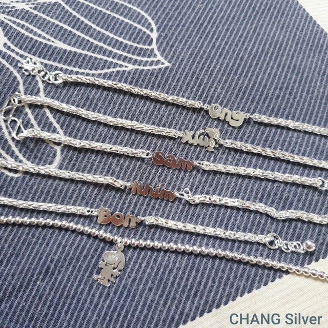 Lắc tay cắt chữ tên cho bé theo yêu cầu chuẩn bạc ta , bền màu _THU HUONG SILVER