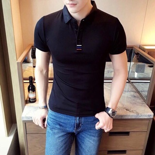 ÁO THUN NAM CỔ BẺ BLACK MENLY ATN42