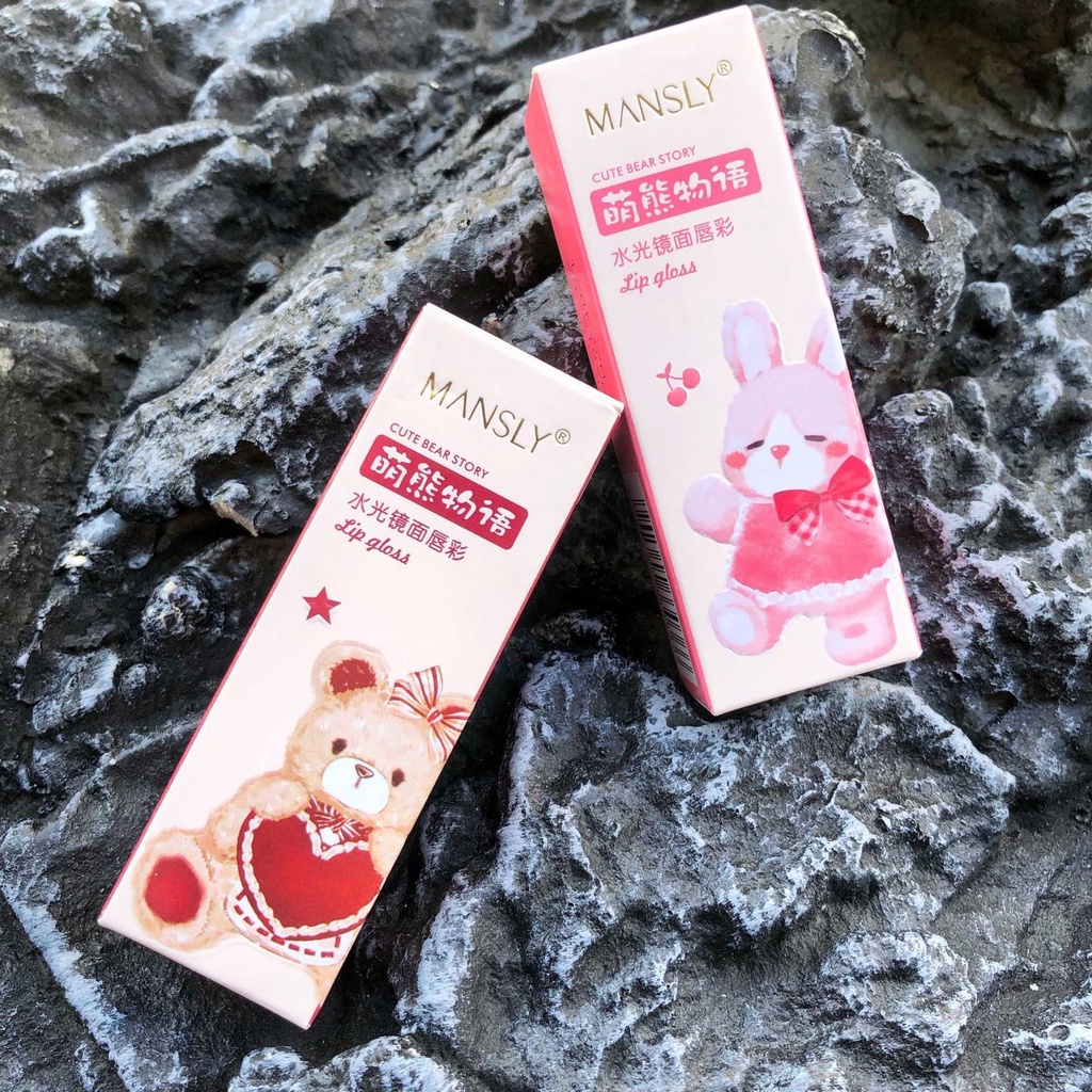 [Hàng mới về] Son bóng MANSLY dưỡng ẩm thiết kế bỏ in hình chú gấu dễ thương