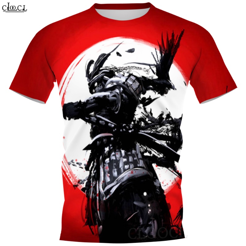 Áo Thun Tay Ngắn Cổ Tròn In Họa Tiết Samurai Nhật Bản Thời Trang Chất Lượng Cao