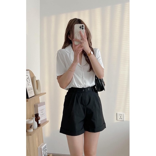 Quần short nữ gập gấu cạp cao có 3 màu