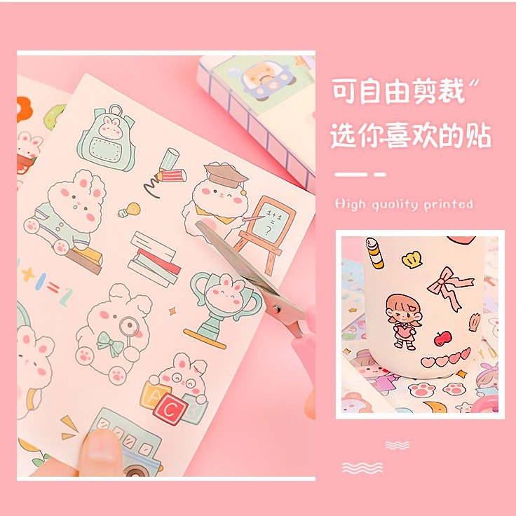Sticke Hoạt Hình Nhật Bản Dễ Thương. 1 Set 4 MIẾNG &lt; 36 STICKER &gt; Màu Paste