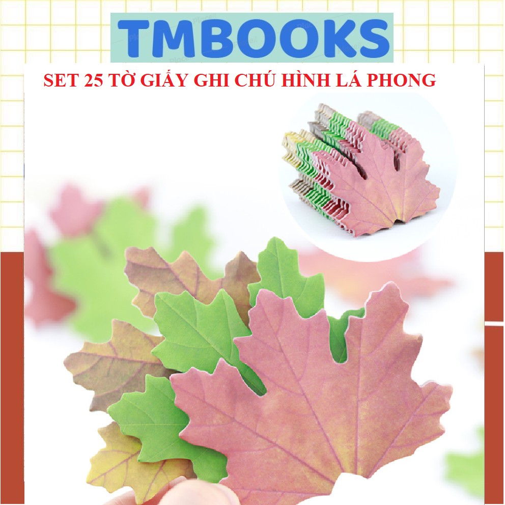 Set 25 Tờ Giấy Ghi Chú Tự Dính Hình Lá Phong Cực Đẹp - Ghi Chú TMBOOKS