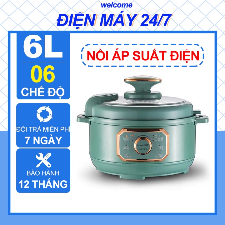 Nồi Áp Suất Điện Đa Năng Dung Tích 3 - 6L Nội Địa Trung, Nấu Lẩu, Nấu Cơm, Hầm, Nấu Soup, Chiên, Xào, Bảo Hành 12 Tháng