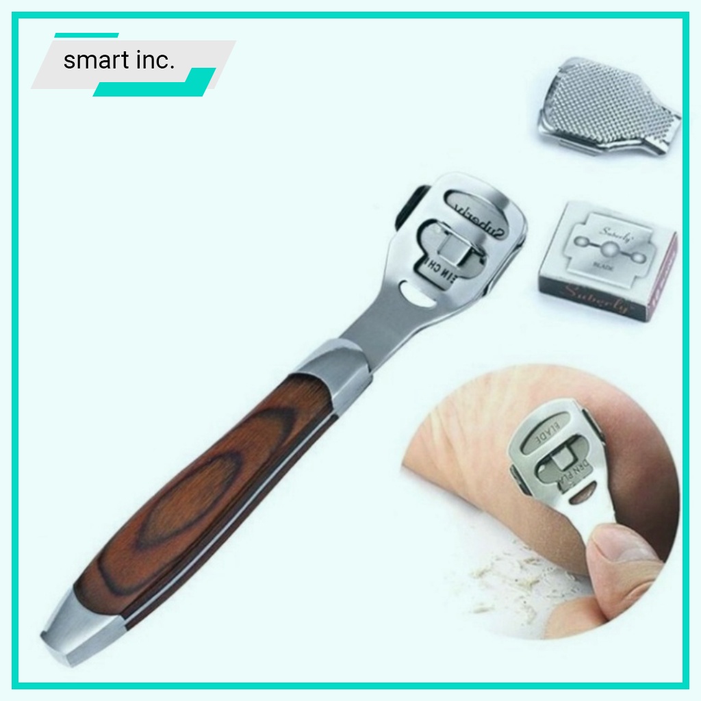 Cây Mài Gót Chân Inox Dụng Cụ Chà Gót Chân Tẩy Da Chết Làm Nail Kèm Dao Cạo