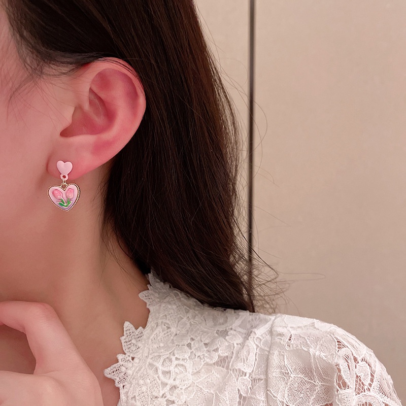 Bông Tai Mạ Bạc 925 Hình Hoa Tulip Dễ Thương Thời Trang Xuân Hè 2022 Cho Bạn Gái