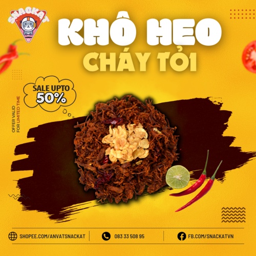 Khô Heo Cháy Tỏi Khô Heo Cay Ngon 250G - SNACKAT