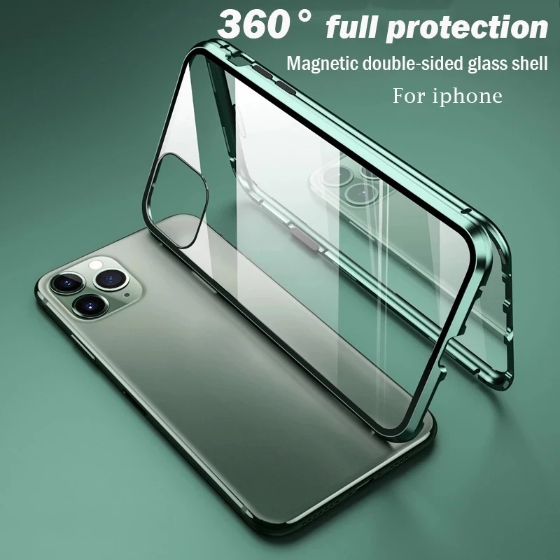 Ốp Điện Thoại Kính Cường Lực Hai Mặt Bảo Vệ 360 Độ Cho iPhone 12 12Pro 13 13Pro Max 13Mini 12Mini 12Promax 13ProMax