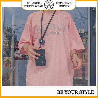 Áo thun tay lỡ Bo Bụi phản quang hồng - Gin store