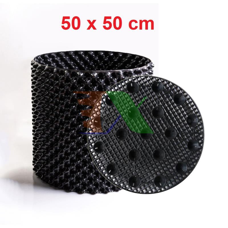 Chậu trồng cây dùng bầu CLV 50*50 cm kèm đế chậu, Bầu ươm cây cảnh rau hoa có lỗ thoát