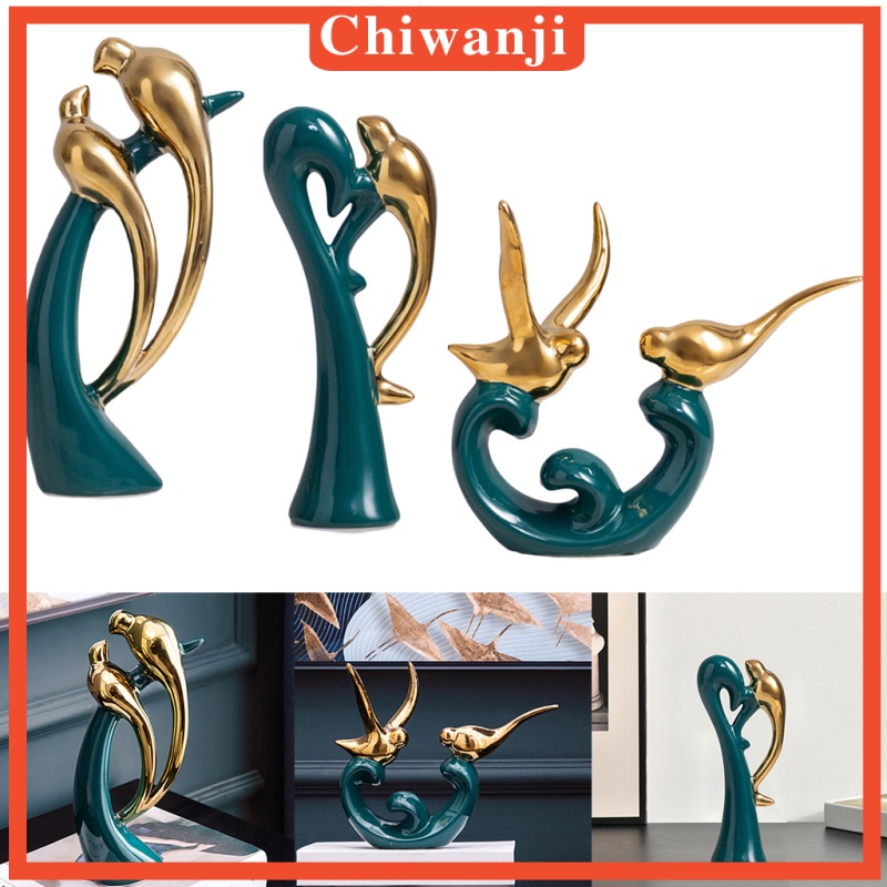 Tượng điêu khắc hình cặp đôi chim nghệ thuật hiện đại trang trí tủ rượu phòng khách khách sạn