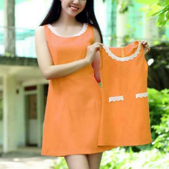Đầm mẹ bé phối ren