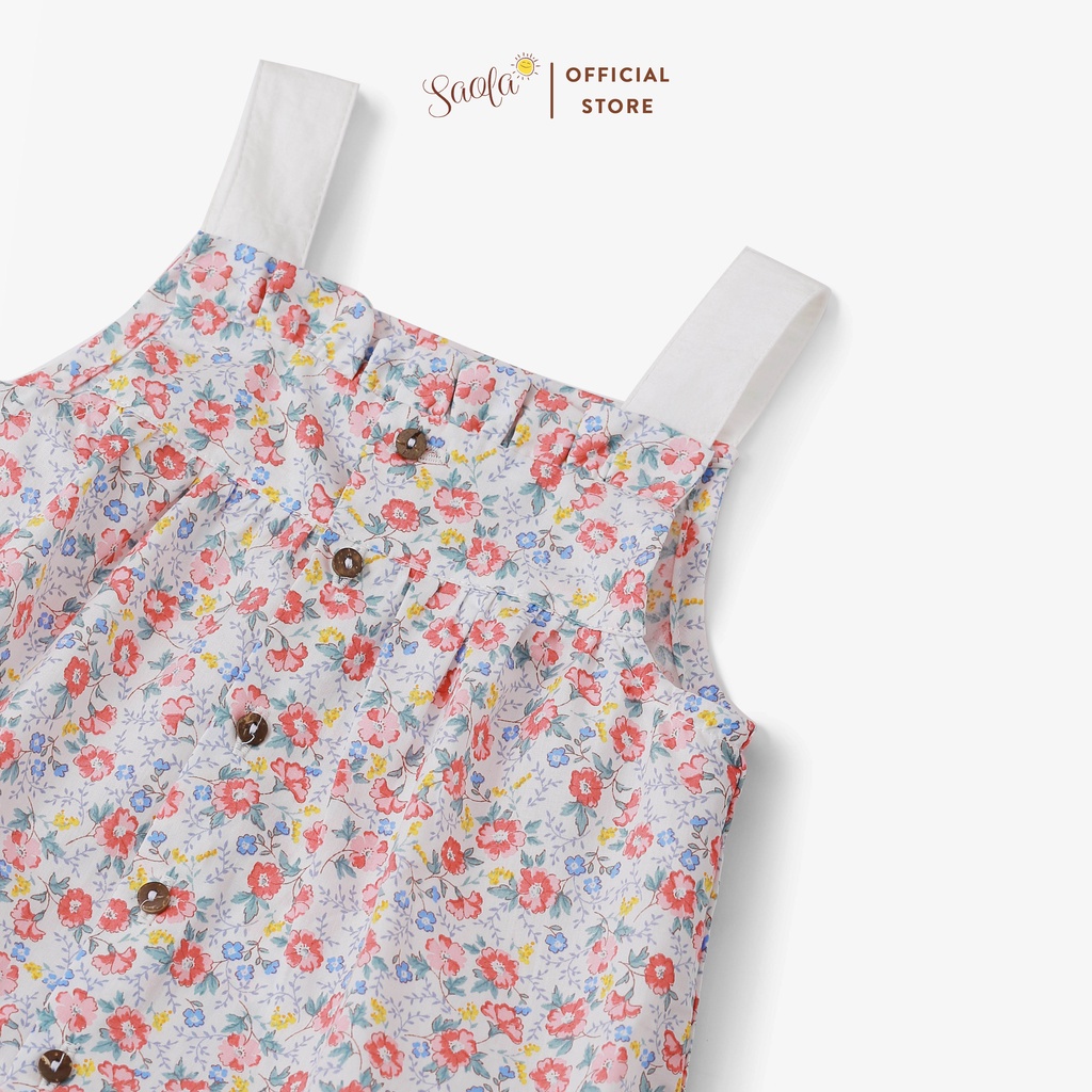 Đầm Bé Gái Chất Liệu Cotton Họa Tiết Hoa Nhí Dễ Thương SAOLA KIDS CLOTHING DRC024