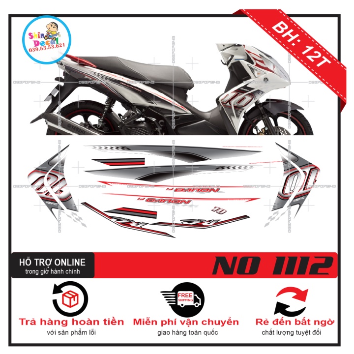 TEM XE NOUVO 4 LX SỐ 10 DÁN XE TRẮNG -- SHIN DECAL 2