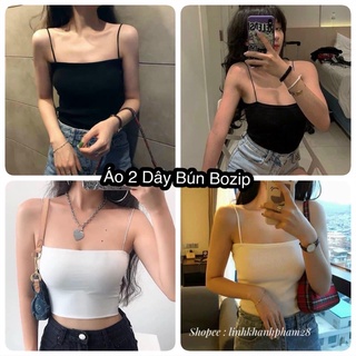 Áo 2 Dây 🌸Freeship🌸 Croptop Đen Trắng Chất Bozip Hottrend