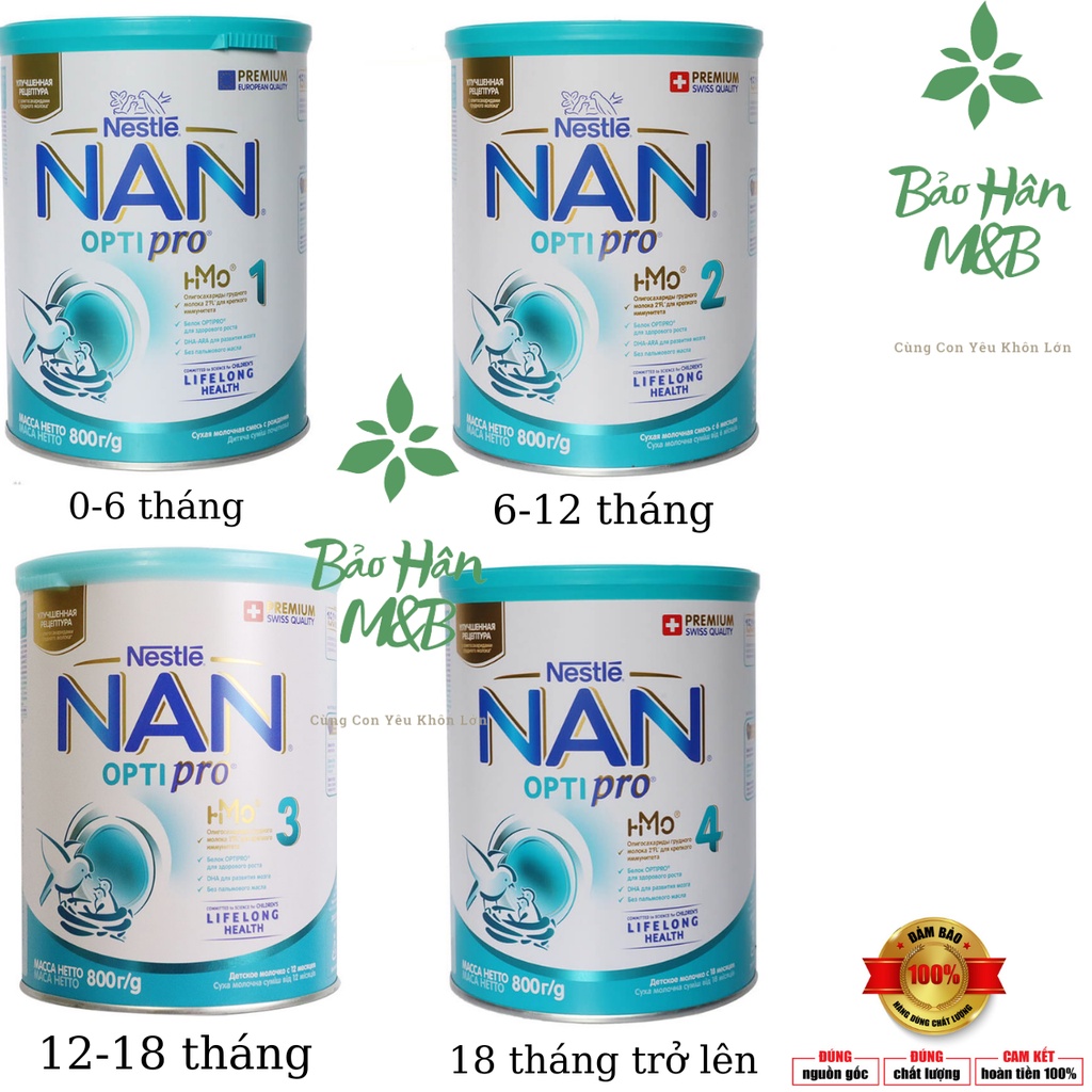Sữa Bột Nan Nga Đủ Số 1,2,3,4 Lon 800g [ có HMO ] { date mới nhất }