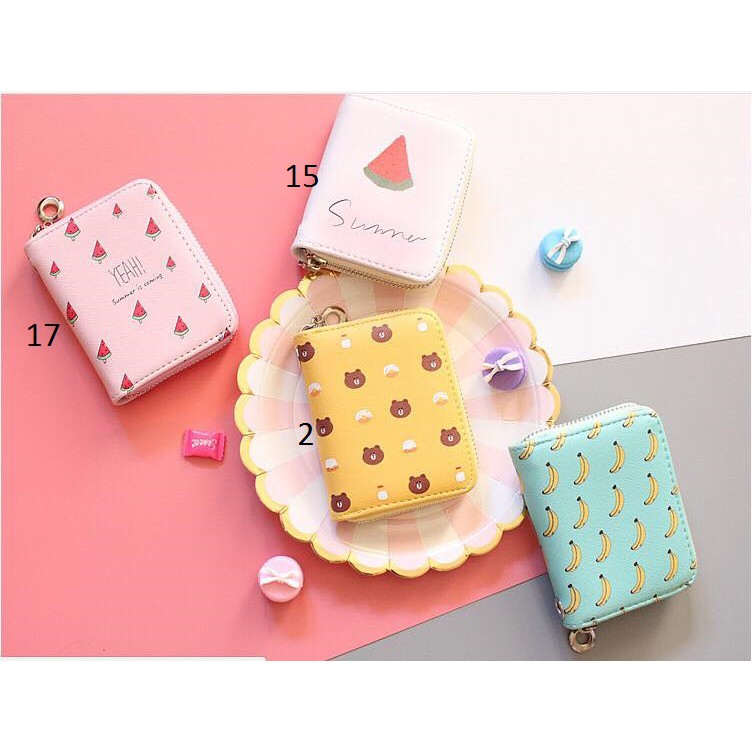 Ví tiền nữ mini cầm tay hoạ tiết hoạt hình size 10x9.5 cm Sakura Shop