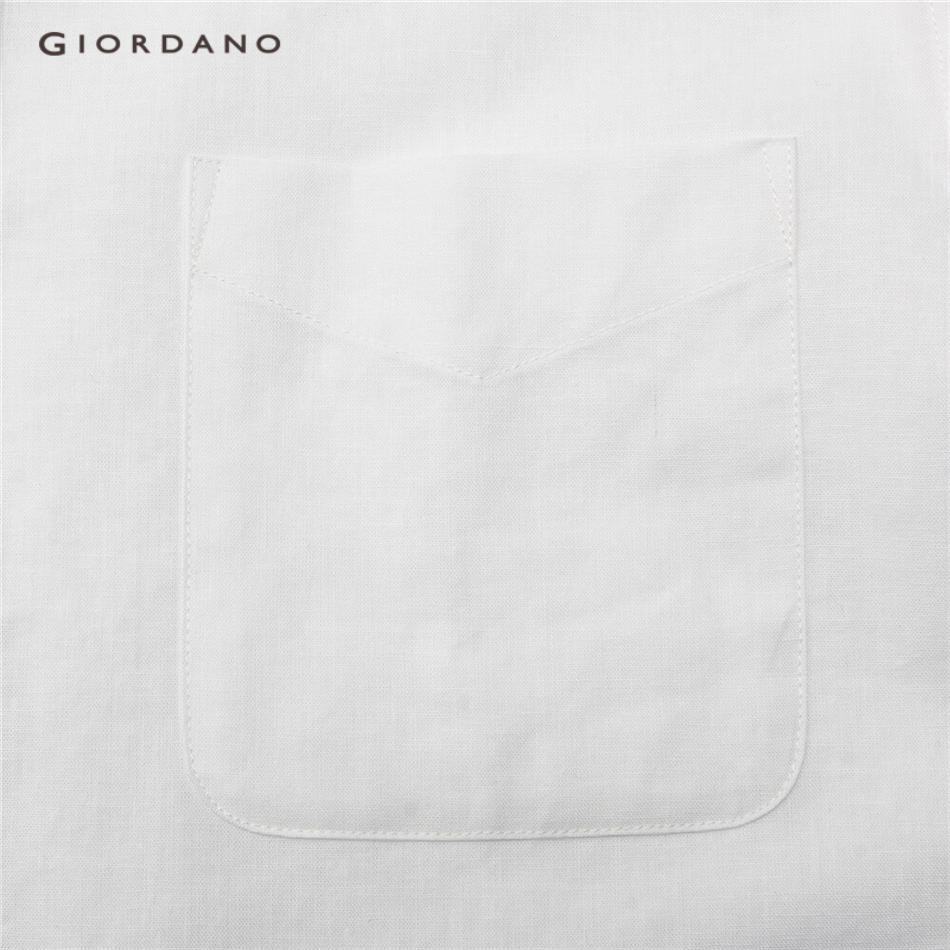 Áo sơ mi GIORDANO 01041480 tay ngắn vải cotton lanh cho nam