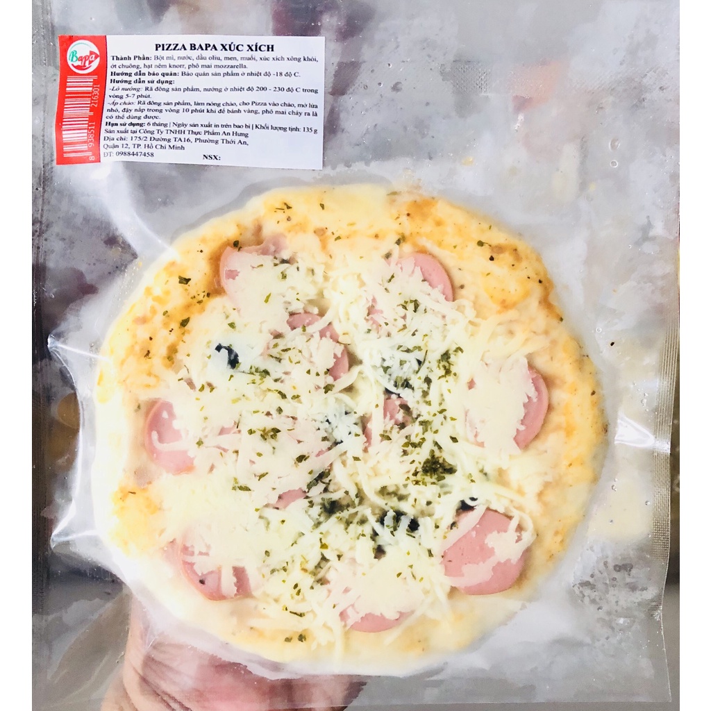 Pizza chế biến sẵn size 16cm ( Đủ Vị: Hải Sản, Xúc xích, thịt bò, Bắp, chưa nướng)