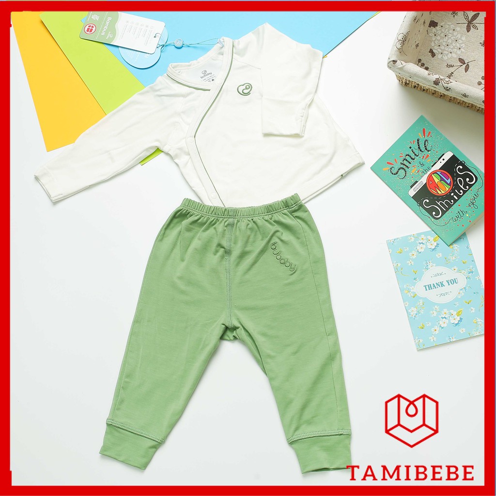 Quần áo trẻ em Bu Baby bộ dài tay cài chéo bambus sơ sinh - TAMIBEBE