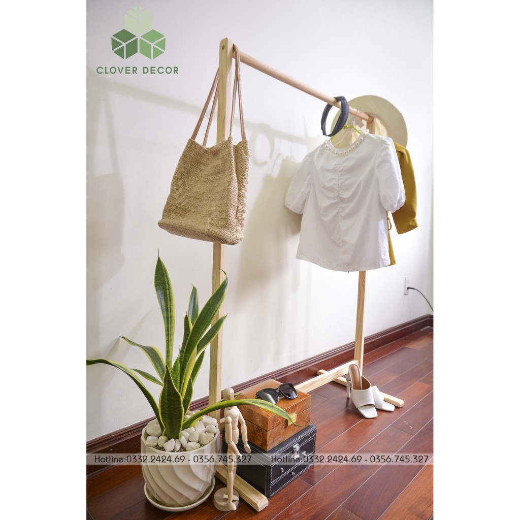 Gía Treo Quần Áo Thanh Đơn Gỗ Thông (86 cm) - Single Hanger - Clover Decor - Phong cách Hàn Quốc | BigBuy360 - bigbuy360.vn