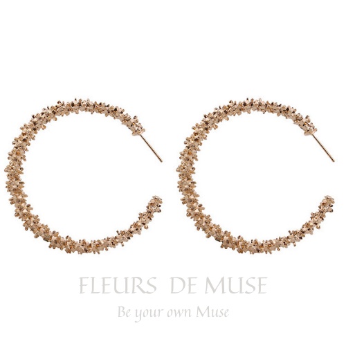 Khuyên tai tròn mạ vàng/bạc nổi bật Fleurs de Muse