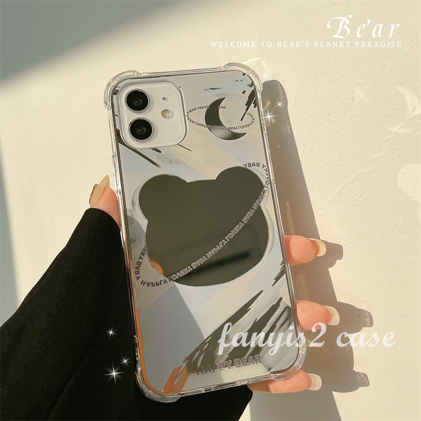 Ốp Điện Thoại Mềm Có Gương Trang Điểm Hình Gấu Cho iPhone 13 12 11 Pro Max XS Max XR X 8 7 Plus SE 2020