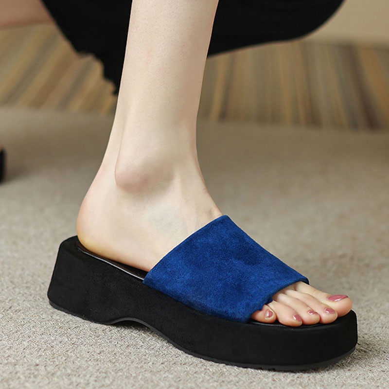 Dép đế xuồng IELGY bằng da thời trang đi biển cho nữ